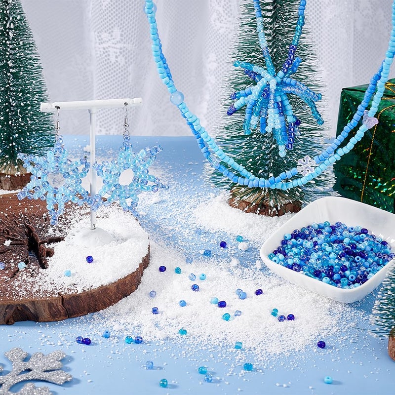 PH PandaHall PH PandaHll 6/0 Blue Seed Beads, 1900 Pcs 4mm Multicolor Beading Glass Seed Beads Waist Beads 8 Colors Round Mini Spacer Czech Beads for Jewelry Making Christmas Decoration - Image 5